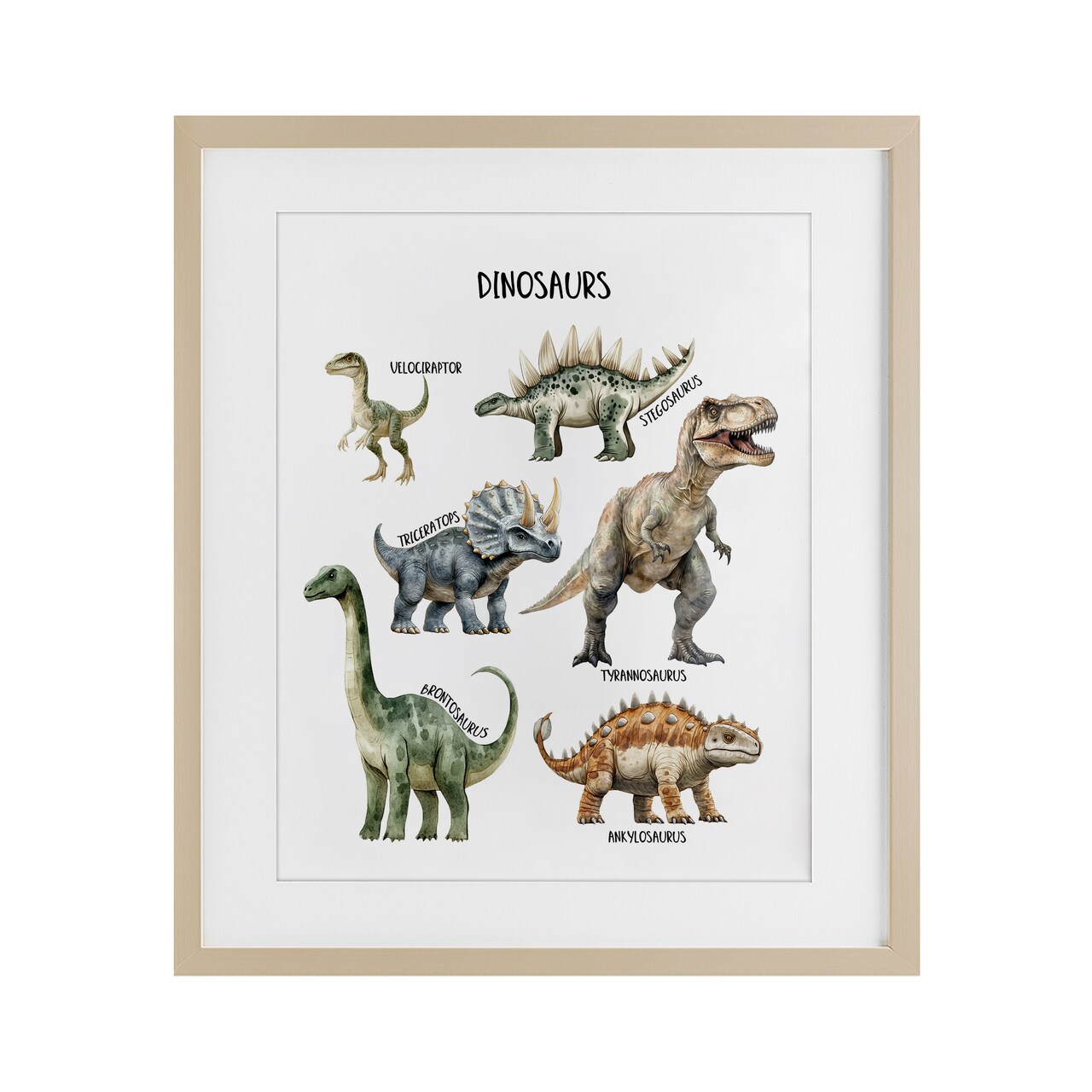 Stupell Industries Educational Meet The Dinosaurs Framed Print Under Glass, design by Christine Simpson Art